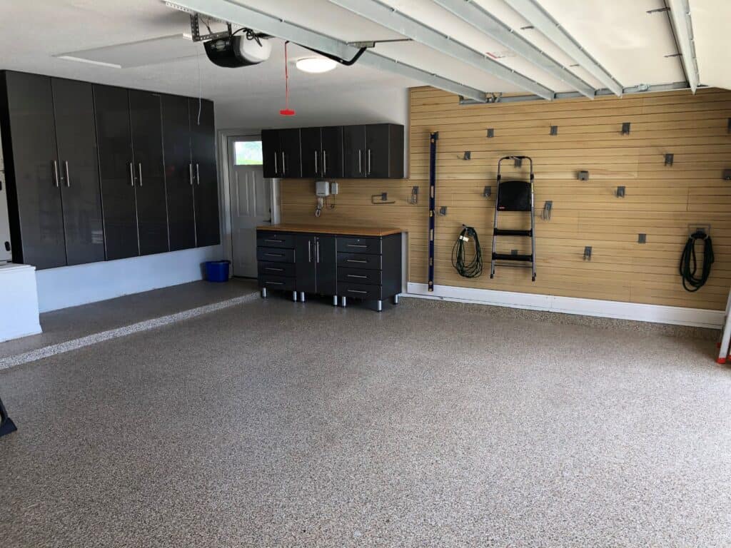 Workshop floor coatings - Black Metallic Garage Install