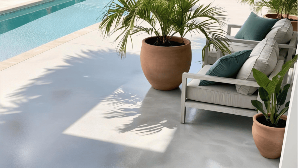 Patio floor coatings content image two Close-up of weatherproof patio floor coating with anti-slip texture