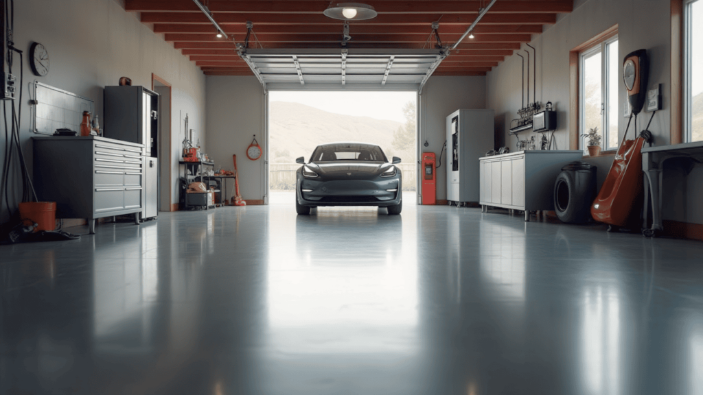 content images 23 High-gloss chemical-resistant garage floor with clean, seamless finish